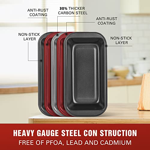 Kitessensu Bread Pan, Nonstick Loaf Pan With Easy Grips Handles, Carbon Steel Loaf Pans For Baking, Bread Pans For Homemade Bread, Brownies And Pound Cakes, Set Of 2, Gray #TOP2