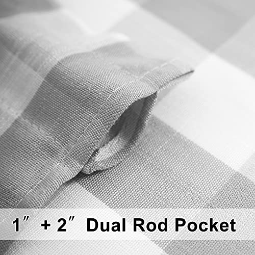 Treatmentex Grey White Buffalo Check Valance Curtains For Kitchen Window Top Plaid Farmhouse Valances For Living Room Bedroom 52" W X 15Inch 1 Panel #TOP2