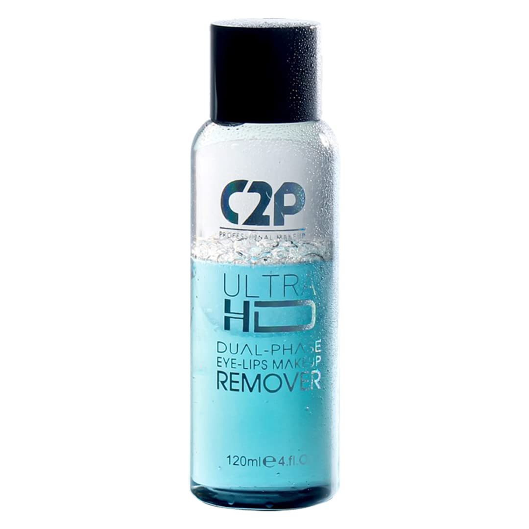 c2p pro ultra hd bi phase makeup remover, micellar water, lip, face & eye waterproof makeup cleanser for all skin types, 120ml