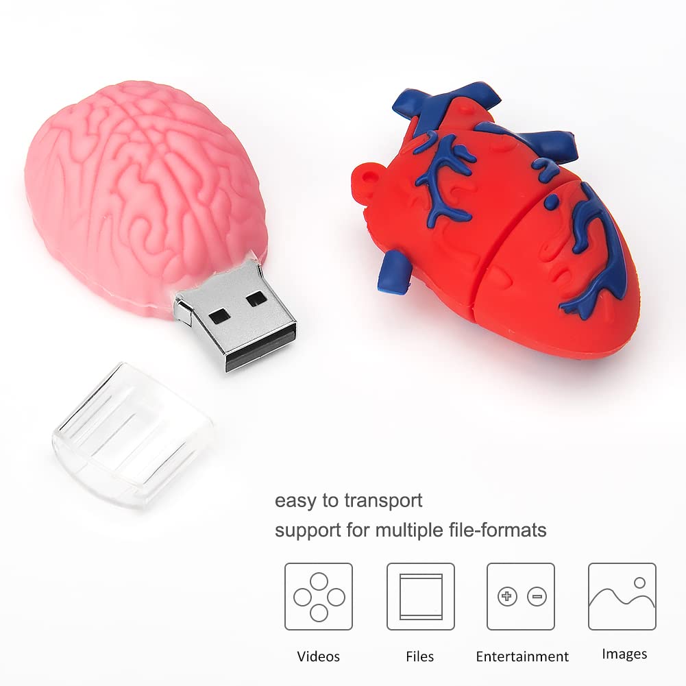 5 Pezzi 16GB USB Pen Drive Penna Usb Porta Chiavette Usb Chiave Usb Carino USB Organi Umani Regali per Bambino Amico (5 * 16GB,Organi Umani)