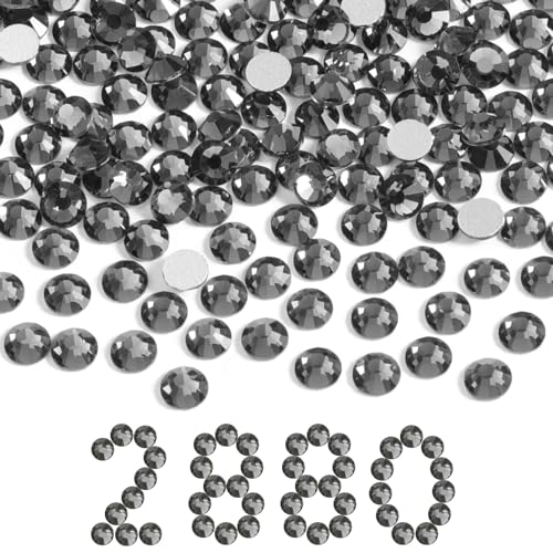 Image of Beadsland Flat Back Crystal Rhinestones Bulk, Black Diamond, SS30, 2880pcs | Flatback Glass Gems for Nails Crafts Clothes DIY Decoration, Glue Fix, 6.3-6.5mm