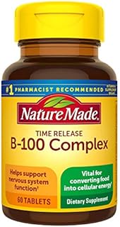 Nature Made Time Release B-100 B Complex, Dietary Supplement for Nervous System Function Support, 60 Time Release Tablets, 60 Day Supply