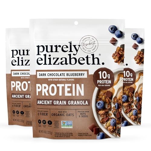 Image of Purely Elizabeth, Protein Granola, Dark Chocolate Blueberry, 8oz Bags (3 Pack)