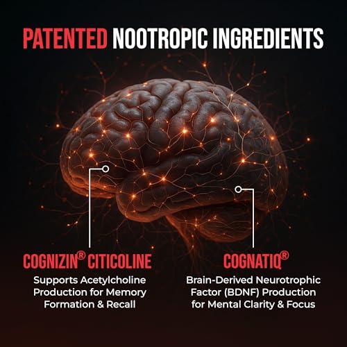 Image of All-Natural Brain Supplement for Memory and Focus - Caffeine-Free Long-Term Cognitive Support - 10 Nootropic Ingredients Including Lion's Mane, Bacopa, Turmeric, Ginkgo & Huperzine A - 90 Capsules