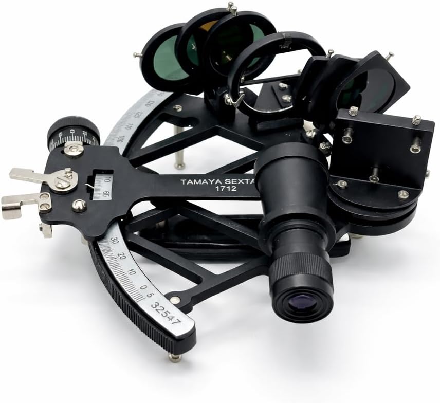 HassanhandicraftsTamaya Antique Vintage Brass 9" Nautical Marine Sextant 1712 Working German Sextant Aluminum Black Powder Coated Functional Tamaya Sextant