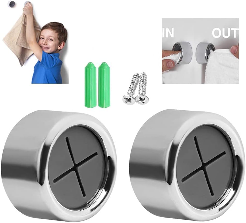 Cemiplus 2 Pcs Adhesive Towel Holder Towel Hooks Round Wall Mount Hook