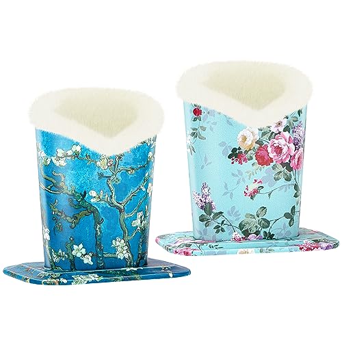 Image of 2 Pcs a Set, Plush Lined Eyeglasses Holder Stand Case Protective Glasses Case for Desks