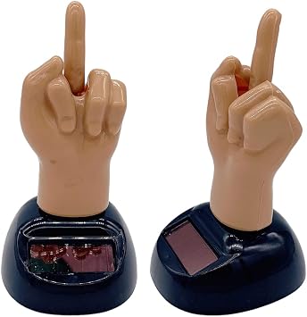 SEADEAR 2pcs Finger Solar Powered Shaking Car Ornament Dashboard Decoration Solar Shaking Middle Finger Ornament Mini Prank Ornaments Car Dashboard Decoration for Car Office Desk Home Decor