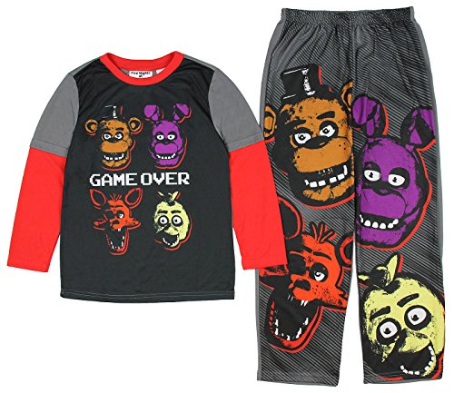Five Nights at Freddy's Game Over Four Heads Two Piece Youth Pajama Set (Large, 10)