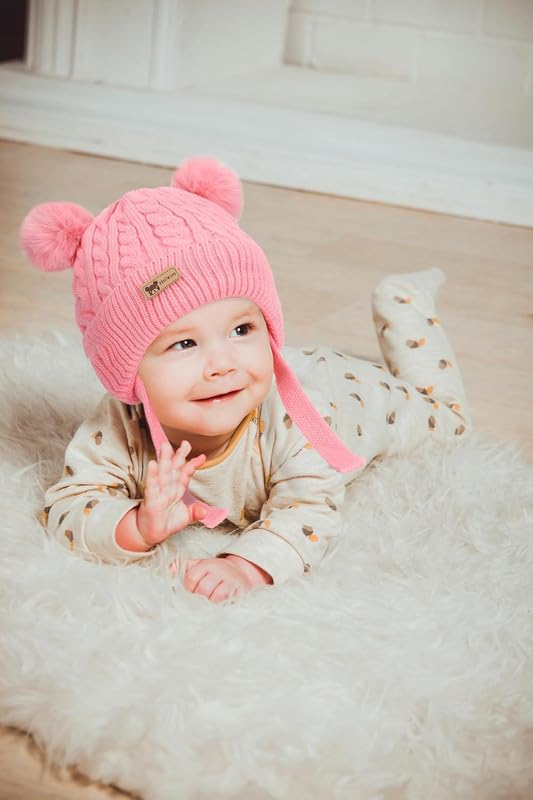 MIKONIKO Kids Winter Hat Scarf Set for Girls & Boys | Toddler Knit Beanie Cap & Neck Warmer | Warm Fleece Lined | Soft & Comfortable | 2–6 Years Pink, 1 Count 2