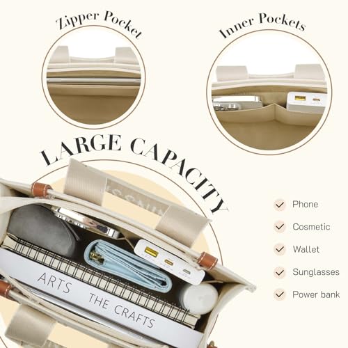 Missnine Tote Bag for Women Canvas Top Handle Satchel Purse Trendy Lightweight Hobo Shoulder Bag with Zipper4