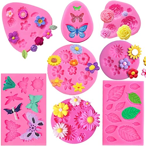 FIRETREESILVERFLOWER Flower and Butterfly Fondant Silicone Mould - for Cake Decoration,Chocolate Fudge, Polymer Clay, Soap, Confectionery Projects.