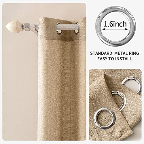 MIULEE 2 Panels Voile Sheer Curtains Cross Linen-like Solid Color Contemporary Decorative Ring Top Eyelet Panels for Bedroom Livingroom Nursery Room Brown 55" Wx96 L - Image 2