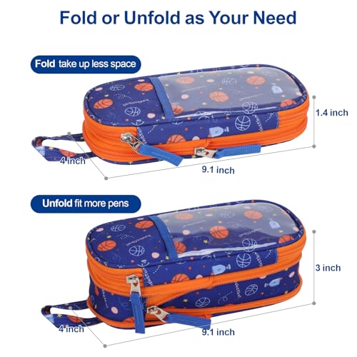 Image of Bagseri Pencil Case for Boys - Large Kids Pencil Pouch for School | Kids Pencil Case Wide Opening, Boys Pen Bag with Multi-Slot, Cute Water Resistent Organizer for Stationery, Navy Vehicles