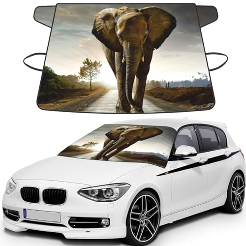 Funda de parabrisas para nieve y hielo con triple capa aislante y elefante 3D