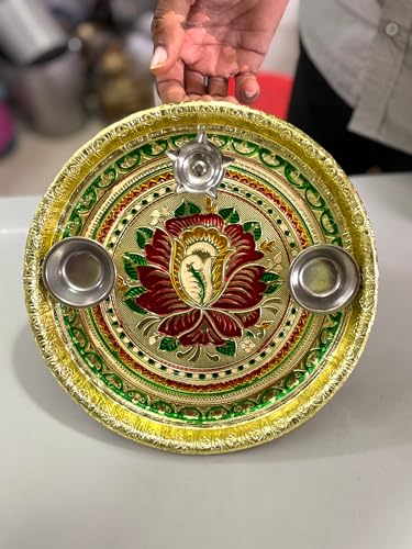 Best Puja Thali Sets: Stainless Steel vs Brass 41 Stainless Steel Meenakari Traditional Puja Thali/Decorative Pooja...