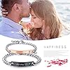Cupimatch 2pcs CZ His and Hers Couple Bracelets Set, Adjustable Titanium Stainless Steel His Only Her One Love Heart Matching Bracelet Link Jewelry Set,Black … #1