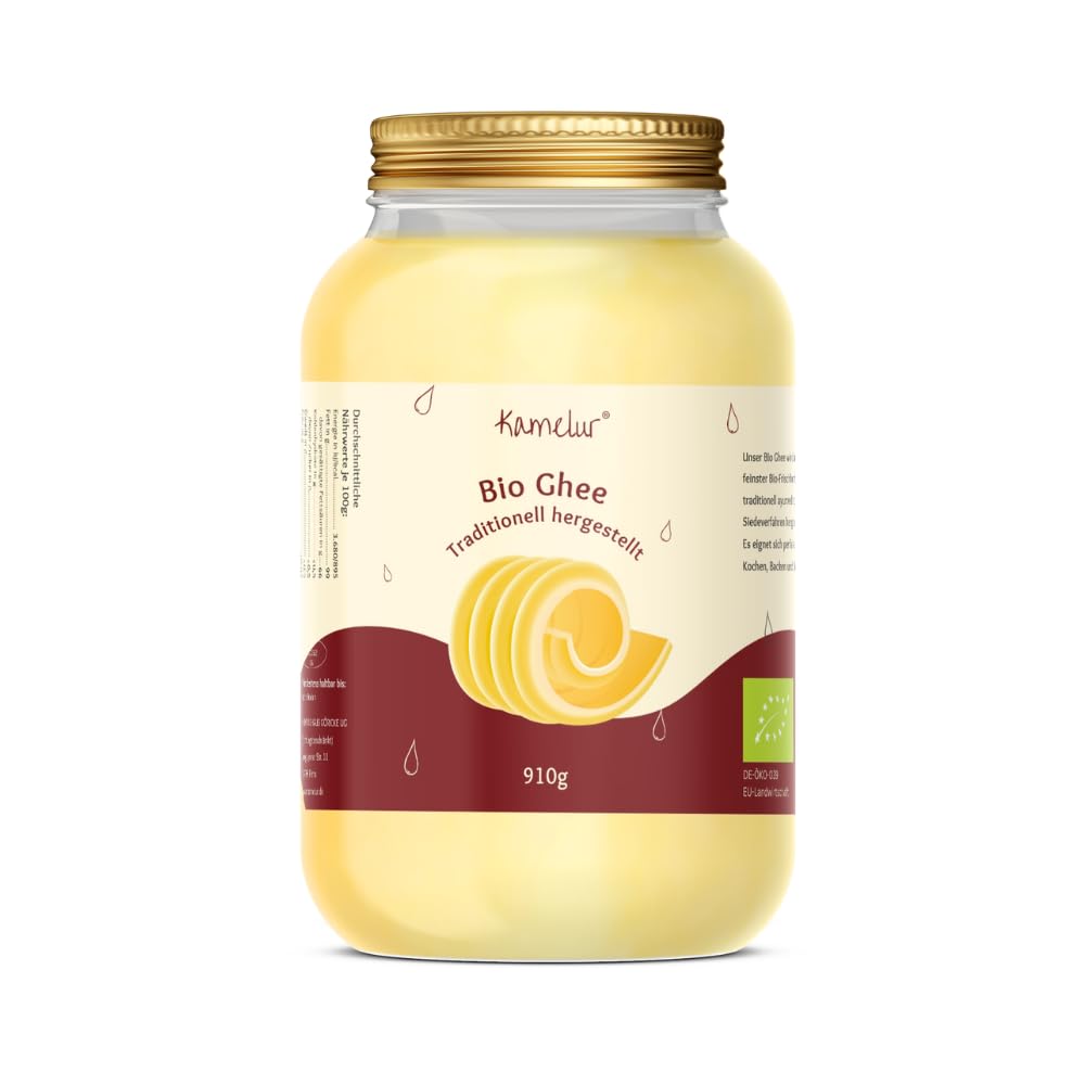 Kamelur Bio Ghee (910g) Bio Butter Ghee aus Deutscher Butter für die Ayurveda Küche