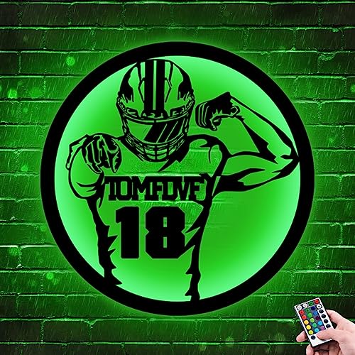 Segnale al neon personalizzato con giocatore di calcio, 16 colori luce notturna con sfumatura automatica, nome personalizzato, luce notturna a LED, decorazione per la stanza, regalo di compleanno o di Segnale al neon personalizzato con giocatore di calcio, 16 colori luce notturna con sfumatura automatica, nome personalizzato, luce notturna a LED, decorazione per la stanza, regalo di compleanno o di
