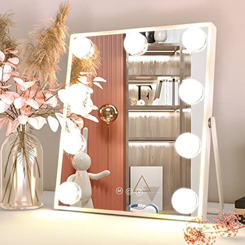 Neuweaby Vanity Mirror With Lights, Hollywood Makeup Mirror With Light, Tabletop Makeup Lighted Mirror With With 9 Led Bulbs Lights Smart Touch Control 3 Color Modes #TOP9