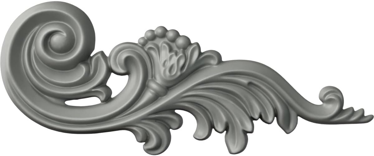 Ekena Millwork ONL12X05X01ME-R Medway Scroll, RightUrethane Onlays, 11 7/8"W x 4 7/8"H x 7/8"P, Primed
