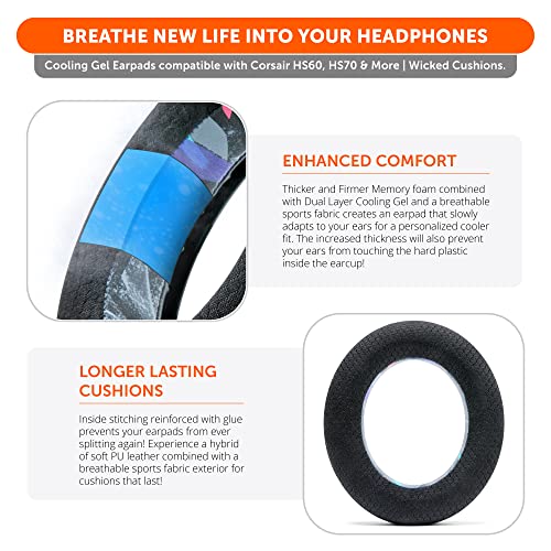 WC FreeZe HS60, Cooling Gel Replacement Earpads for Corsair HS50, HS60, HS70 & More by Wicked Cushions, Boost Comfort - Image 4