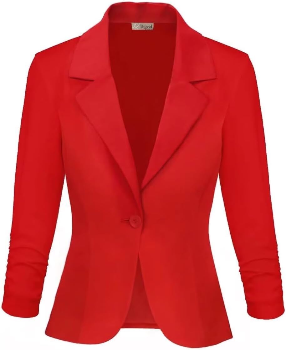 Hybrid & Company Women's Lightweight Casual Work Office Stretch Ponte Cardigan Blazer Jacket Made in USA - Image 2