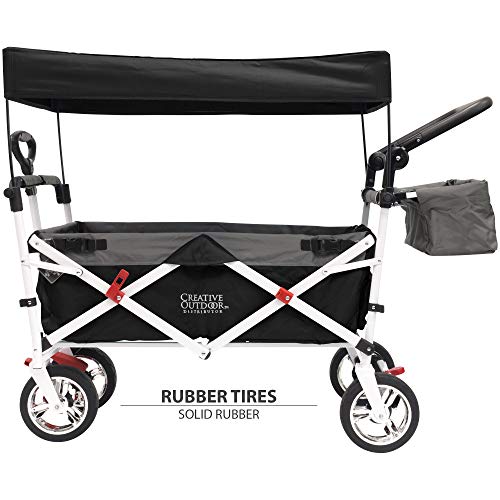 Creative Outdoor Distributor Push Pull Collapsible Folding Wagon Stroller for Kids, with Canopy