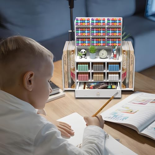 Rangement bureau plastique 15 compartiments porte-crayon maison - 4