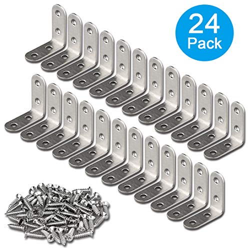 24 Pieces Stainless Steel Corner Braces (1.57 x 1.57 inch，40 x 40 mm)