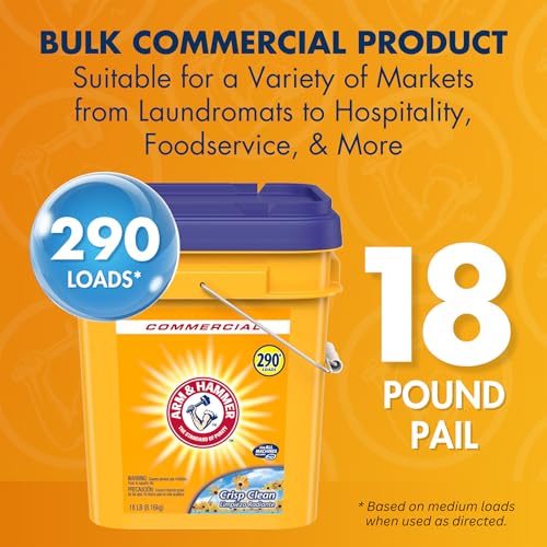 Image of Arm & Hammer, Professional Powder Laundry Detergent, Crisp Clean, 18lb Pail (Pack of 1) 290 Loads