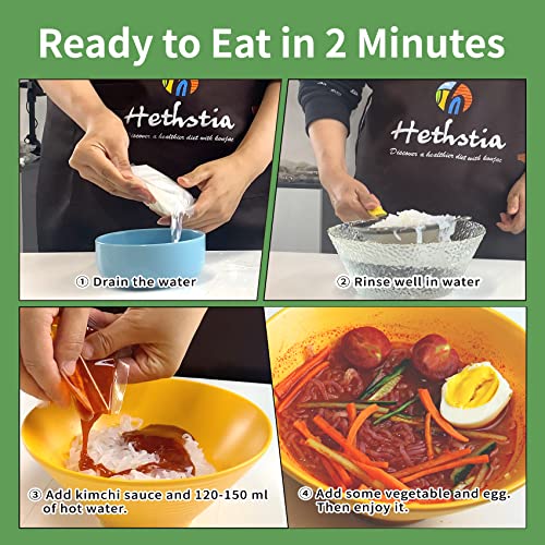Image of Hethstia Konjac Noodle Angel Hair Miracle Noodle Kimchi Sauce Shirataki Noodle Ramen Low Carb Angel Hair Pasta Pre-cooked and Ready to Eat Ramen Soup Miracle Angel Hair Low GI, Healthy Food, 61.38 Oz Instant Kimchi Ramen Noodles(6 Packs)