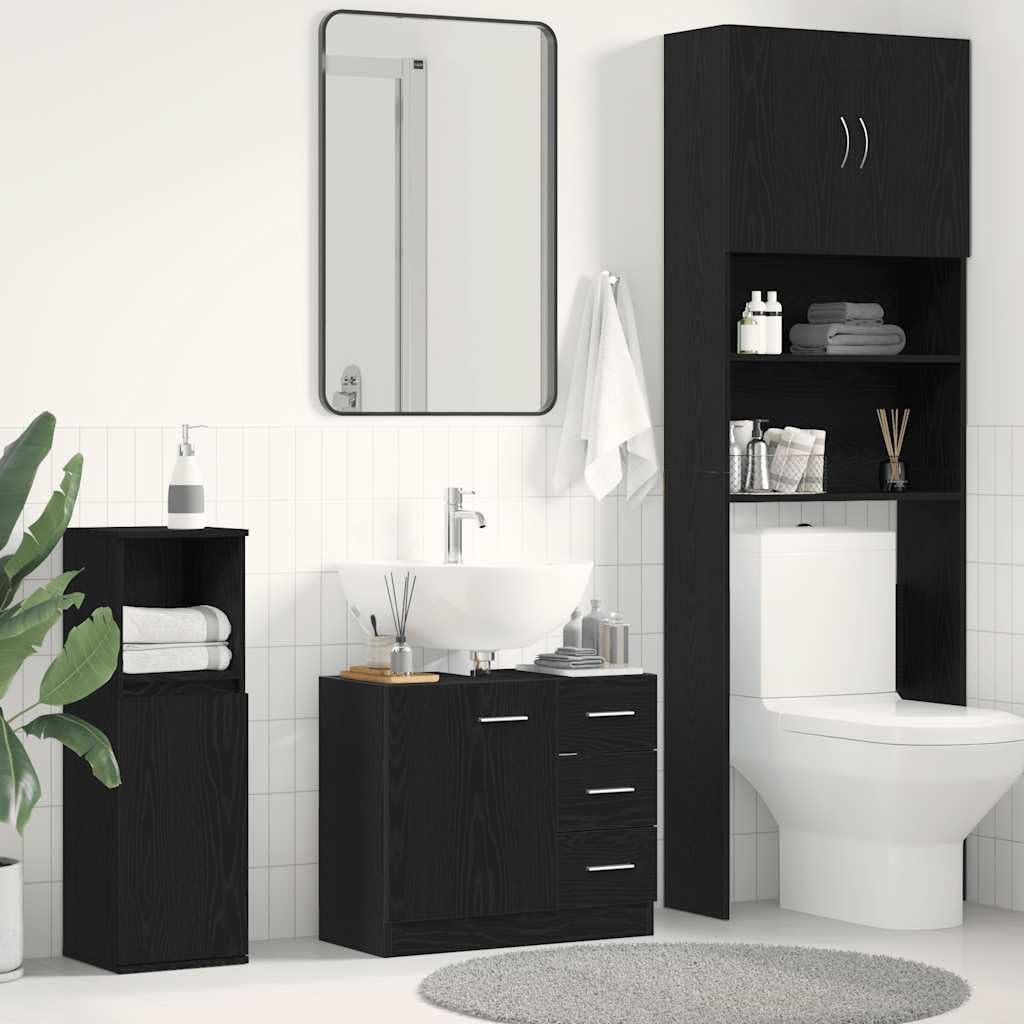 vidaXL Mueble para Lavabo de Roble Negro 63x30x54 cm, Armario de Lavabo, Armario de baño, Mueble de tocador, gabinete de baño, Muebles de baño