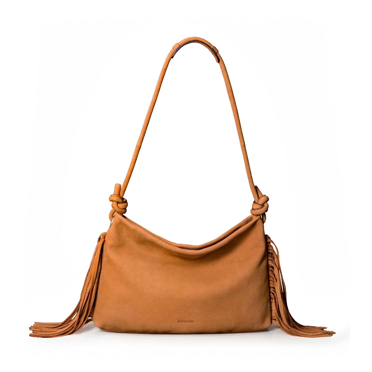 Abbacino Bolso de hombro en piel con flecos cognac Marrones