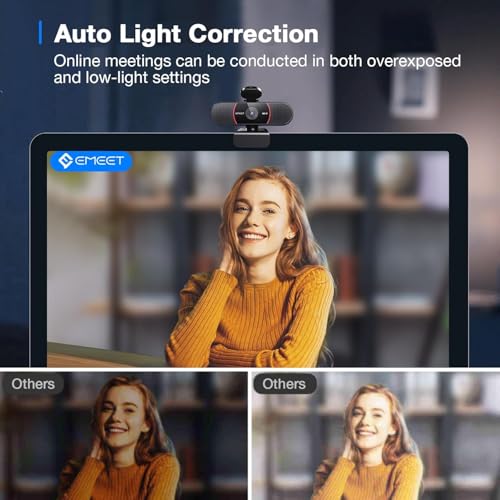 EMEET Kamera internetowa 4K do PC, C960 4K UHD kamera internetowa z osłoną obiektywu i podwójnym mikrofonem, kamera strumieniowa 73° z automatyczną korekcją światła, kamera internetowa Plug & Play
