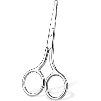 Nose Hair Scissors with Round Tip Beard Scissors Eyebrow Scissors Stainless Steel Rounded Nose Hair Scissors 10 cm Eyebrow Trimmer Silver Ear Hair Scissors for Hair Eyelashes Mustache Nose