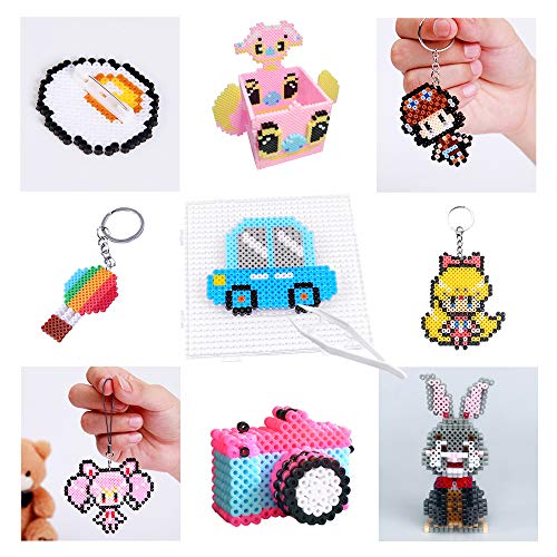 VICOVI 6600+pcs Fuse Beads Kit, Melty Fusion Beads Arts & Crafts Set Include 4600+ Perler Beads in 24 Colors & 2000+ in Mix, Pegboards, Ironing Papers, Tweezers, for Kids DIY Birthday Gift