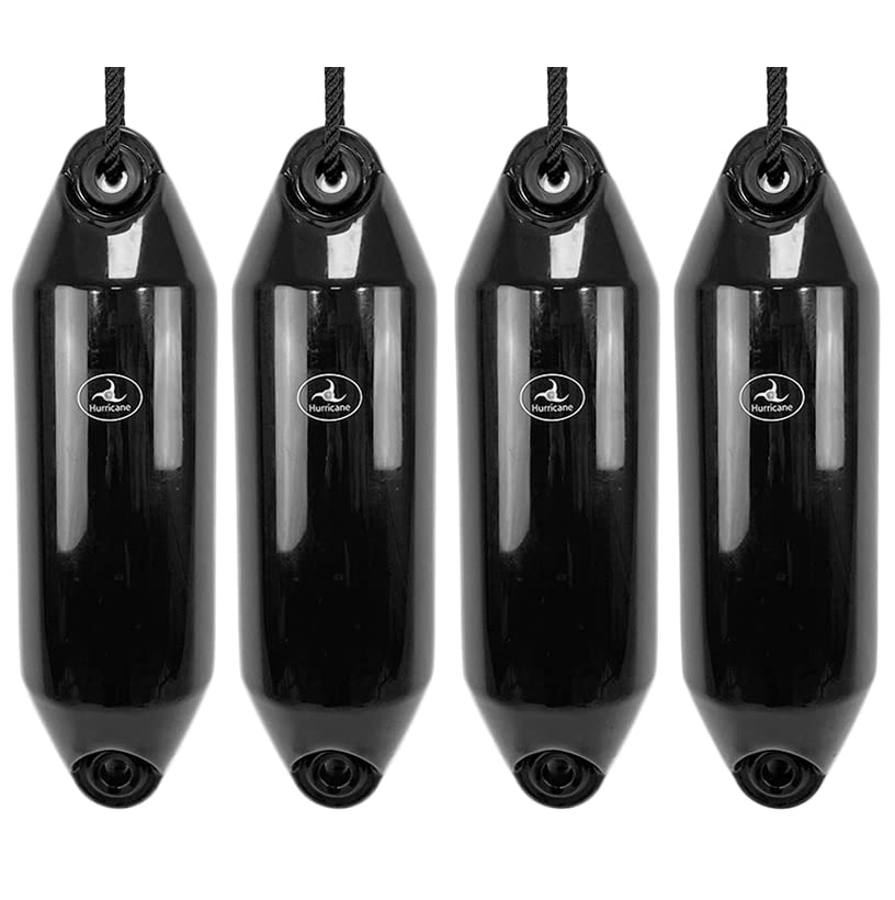 Hurricane Fenders Original Series Boat Fender PM02 48cm x 14cm (19" x 5") - Black - Pack Of Four