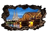 3D Wandtattoo Kölner Dom Köln Skyline Stadt Brücke Wandbild Wandsticker selbstklebend Wohnzimmer Wand Aufkleber 11E624, Wandbild Größe E:ca. 168cmx98cm