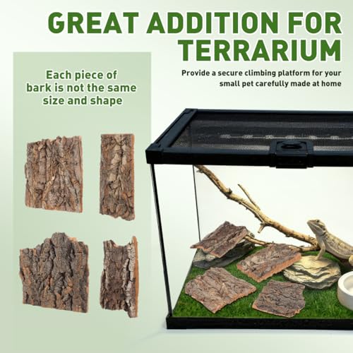 Image of balacoo Terrarium Tree Bark: 4pcs Reptile Bark Decoration Natural Cork Bark Backdrop Reptile Tank Background Leopard Cork Bark - Tarantula Enclosure Accessories