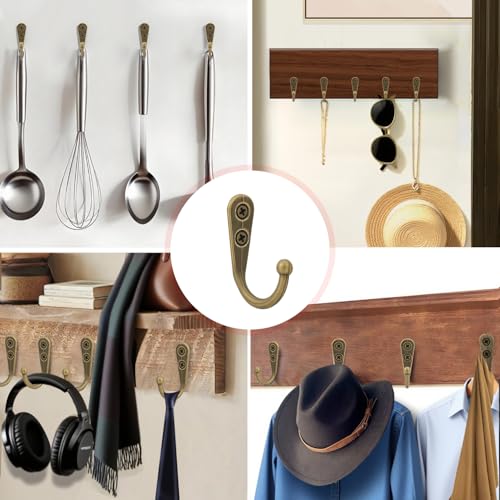 20 Pcs Key Hooks Coat Hooks for Hanging, Key Holder, Wall Mount Hook with Stainless Steel Metal Screws, Command Hooks Utility Hangers for Key, Hat, Cup, Coat, Picture (Bronze) — view 6