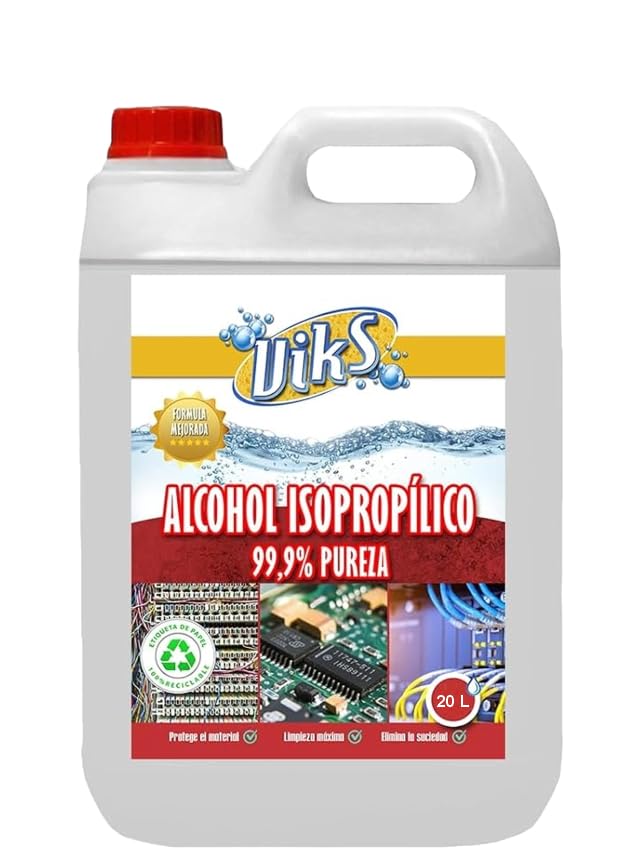 Viks | ALCOHOL ISOPROPÍLICO 99,99% PURO | 20L | Limpia contactos electronicos | Etiquetado Ecológico | Limpiador de Componentes Electrónicos, Impresoras 3D, Objetivos y Pantallas | isopropyl alcohol