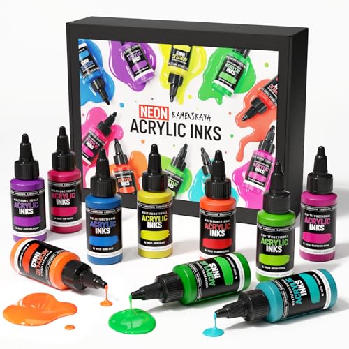 Encre acrylique pour artistes Kamenskaya néon 30 ml lot 10 couleurs calligraphie dessin