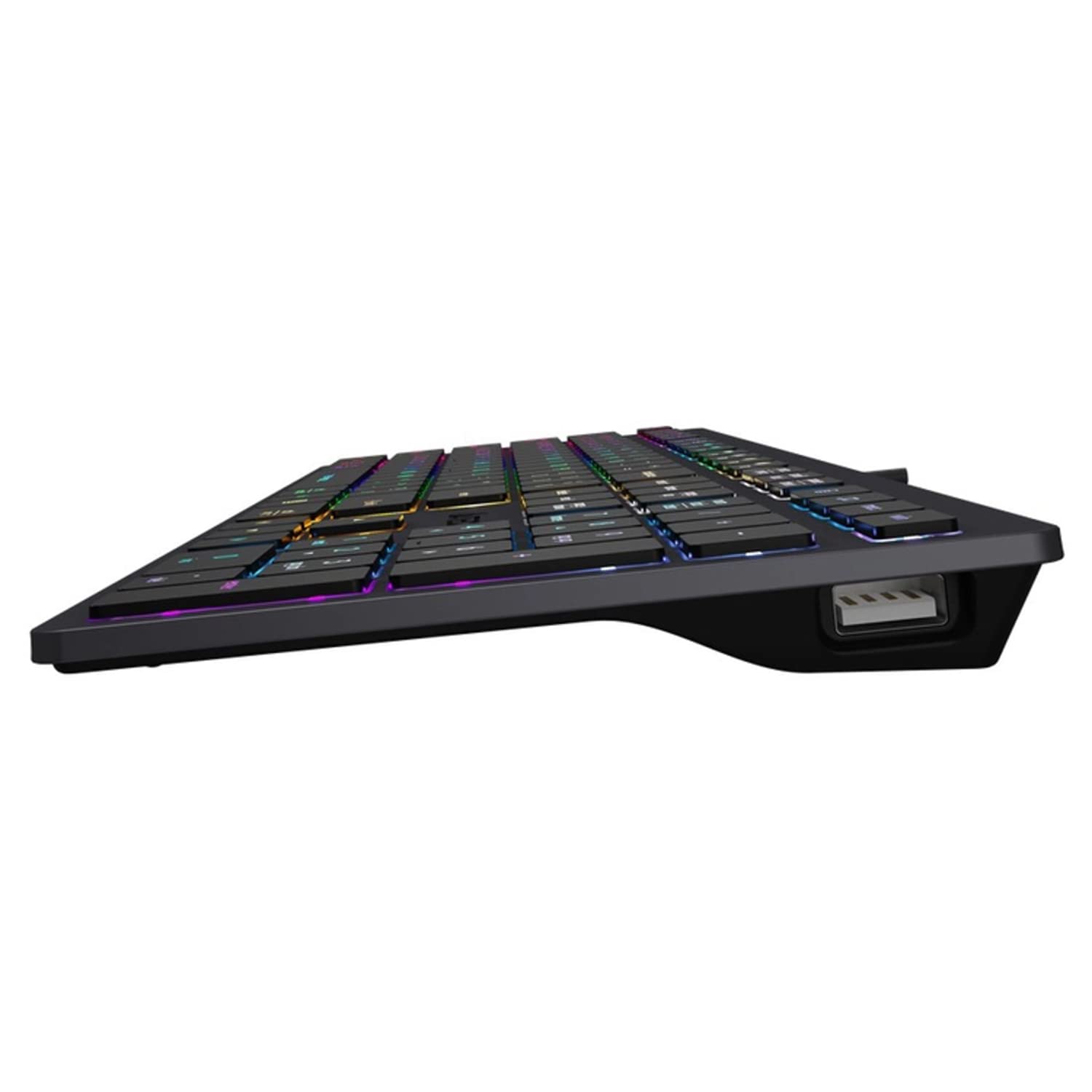 A4tech FX60H Teclado QWERTY para Juegos 12 Teclas de Navegación Multimedia 2 Puertos USB Plug & Play Puerto USB con Cable 1,5 m de Longitud (Retroiluminación de Neón)