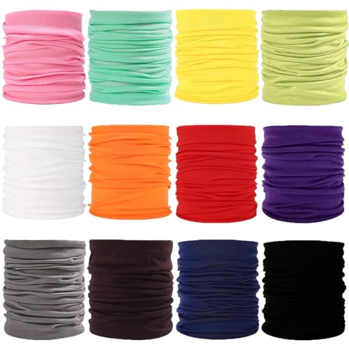 12PCS Neck Gaiters Scarf Head Wrap Headwear Balaclava Face Mask Sun Bandanas for Women Men Running,Cycling,Fishing
