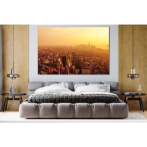 Lienzo de Nueva York 140x90 cm WTD Sunrise de diseño Skyline listo para colgar en pared