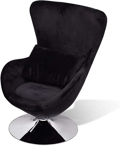 GOLINPEILO Sillón giratorio de huevo con forma de huevo y cojín, silla de descanso estilo huevo de respaldo alto con giro de 360, silla de lectura,