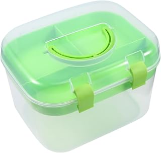 Portable Buckle with Box Storage Plastic Small Layers Double and Handle, Lightweight Pp Holder Container with Cover Design for Organization Random Color Cosmetics Home