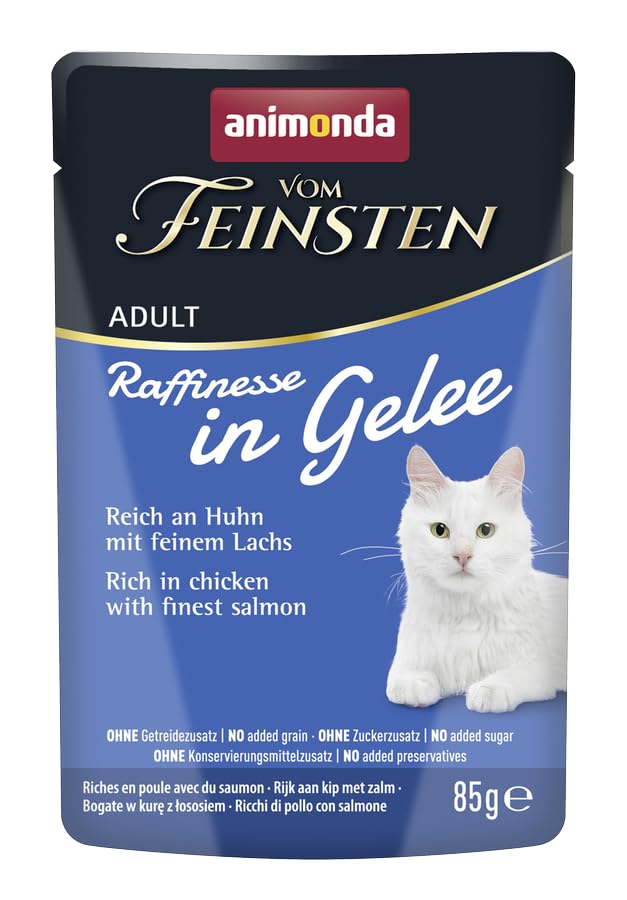animonda Vom Feinsten Adult Raffinesse Katzenfutter in Gelee mit Huhn und Lachs (24 x 85 g), Nassfutter mit Taurin und Vitamin D3… – Ansicht 2