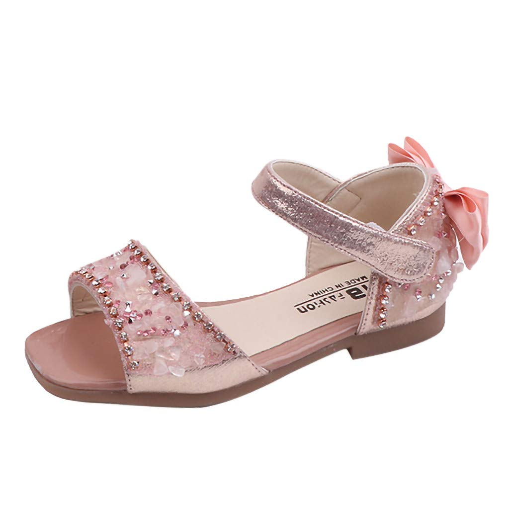 Toddler Infant Kids Baby Girls Crystal Bowknot Single Princess Shoes Sandals